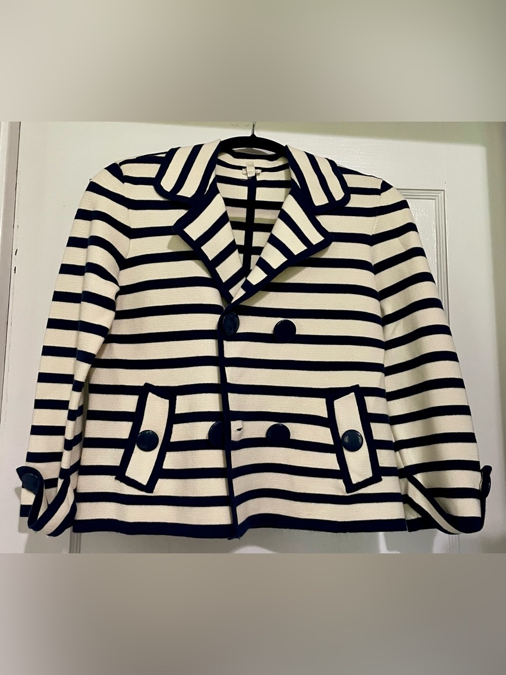 JCrew Striped Peacoat Cardigan